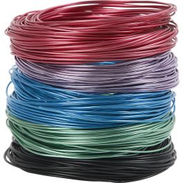 Aluminiumdraht, Dicke 1,5 mm, Sortierte Farben, 5x20 m/ 1 Pck [HOB-51725]