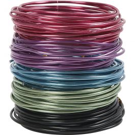 Aluminiumdraht, Dicke 3 mm, Sortierte Farben, 5x5 m/ 1 Pck [HOB-51727]