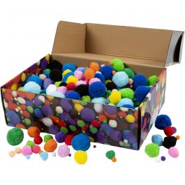 Pompons, D 5-40 mm, Sortierte Farben, 200 g/ 1 Pck [HOB-51890]