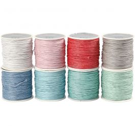 Baumwollband, Dicke 1 mm, Sortierte Farben, 8x40 m/ 1 Pck [HOB-51967]