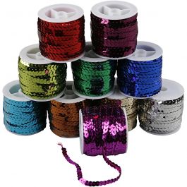Paillettenband, B 6 mm, Metallic-Farben, 10x10 m/ 1 Pck [HOB-52226]