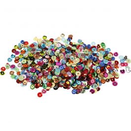 Pailletten - Sortiment, rund, Größe 6 mm, 100 g/ 1 Pck [HOB-52230]