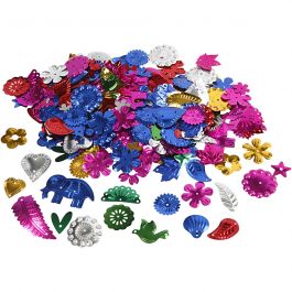Pailletten, Größe 15-45 mm, Kräftige Farben, 30 g/ 1 Pck [HOB-522510]