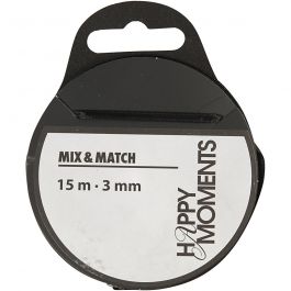 Satinband, B 3 mm, Schwarz, 15 m/ 1 Rolle [HOB-524502]
