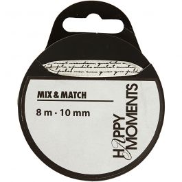 Bedrucktes Satinband, B 10 mm, Naturweiß, 8 m/ 1 Rolle [HOB-524621]