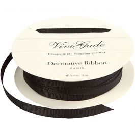 Zierband, B 6 mm, Schwarz, 15 m/ 1 Rolle [HOB-52480]