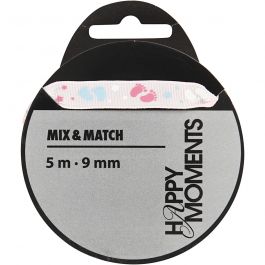 Dekoband, B 9 mm, Rosa, 5 m/ 1 Rolle [HOB-525017]