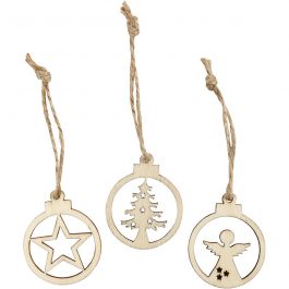 Weihnachtsanhänger, D 3 cm, Dicke 2,7 mm, 24 Stk/ 1 Pck [HOB-54464]