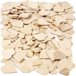 Holzherzen, Größe 18-30 mm, Dicke 2 mm, 60 Stk/ 1 Pck [HOB-565791]