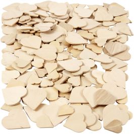 Holzherzen, Größe 18-30 mm, Dicke 2 mm, 250 Stk/ 1 Pck [HOB-56579]