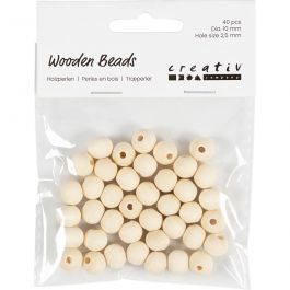 Holzperle, D 10 mm, Lochgröße 2,5 mm, 40 Stk/ 1 Pck [HOB-566640]