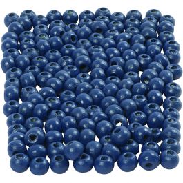 Holzperlen, D 5 mm, Lochgröße 1,5 mm, Blau, 6 g/ 1 Pck [HOB-570398]