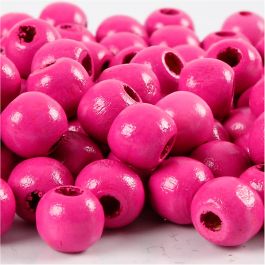 Holzperlen, Pink, D 12 mm, Lochgröße 3 mm, 22 g/ 1 Pck, 40 Stck. [HOB-570416]