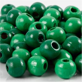 Holzperlen, D 12 mm, Lochgröße 3 mm, Grün, 22 g/ 1 Pck [HOB-570417]