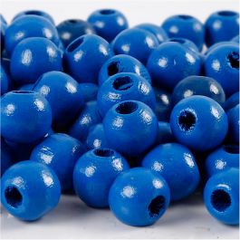 Holzperlen, D 12 mm, Lochgröße 3 mm, Blau, 22 g/ 1 Pck [HOB-570418]