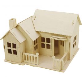 3D-Figuren zum Zusammensetzen, Haus mit Terrasse, Größe 19x17,5x15, 1 Stk [HOB-57875]