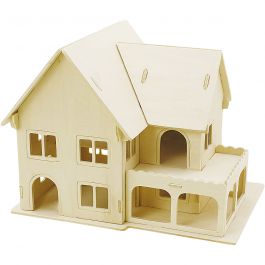 3D-Figuren zum Zusammensetzen, Haus mit Veranda, Größe 22,5x16x17,5, 1 Stk [HOB-57876]