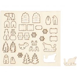 Zusammensteckbare Holzfiguren, Weihnachten, L 15,5 cm, B 17 cm, Dicke 3 mm, 1 Pck [HOB-57882]