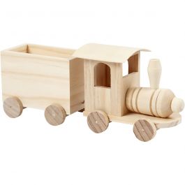 Spielzeug-Zug mit Anhänger, H 9,5 cm, L 21,5 cm, B 6,5 cm, 1 Stk [HOB-57977]