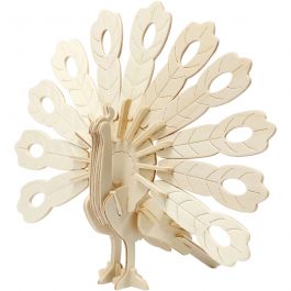 3D-Figuren zum Zusammensetzen, Pfau, Größe 10x20,5x17,5 cm, 1 Stk [HOB-580501]