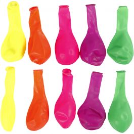 Ballons, rund, D 23 cm, Neonfarben, 10 Stk/ 1 Pck [HOB-59175]