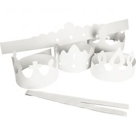 Kronen, H 10-16,5 cm, L 60 cm, 230 g, Weiß, 5 Stk/ 1 Pck [HOB-59262]