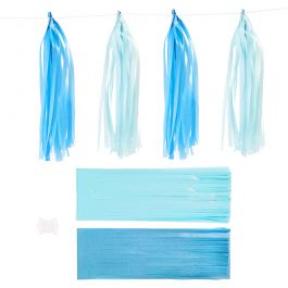 Papier-Quasten, Größe 12x35 cm, 14 g, Blau, Hellblau, 12 Stk/ 1 Pck [HOB-599808]