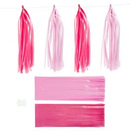 Papier-Quasten, Größe 12x35 cm, Pink, Rosa, 12 Stk/ 1 Pck [HOB-599809]