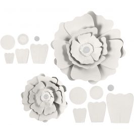 Papierblumen, D 15+25 cm, 230 g, Weiß, 2 Stk/ 1 Pck [HOB-599901]