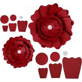 Papierblumen, D 15+25 cm, 230 g, Rot, 2 Stk/ 1 Pck [HOB-599903]