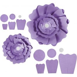 Papierblumen, D 15+25 cm, 230 g, Flieder, 2 Stk/ 1 Pck [HOB-599905]