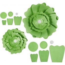 Papierblumen, D 15+25 cm, 230 g, Grün, 2 Stk/ 1 Pck [HOB-599907]