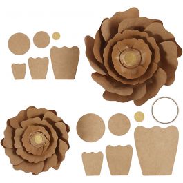 Papierblumen, D 15+25 cm, Natur, 2 Stk/ 1 Pck [HOB-599916]