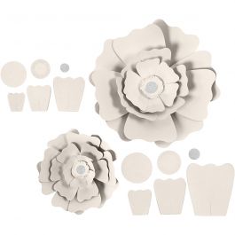 Papierblumen, D 15+25 cm, 230 g, Naturweiß, 2 Stk/ 1 Pck [HOB-599921]