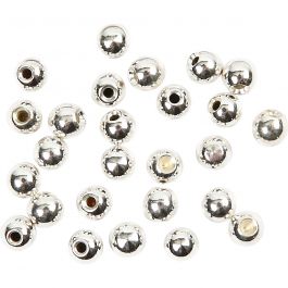 Endkugeln für Memory-Draht, D 3 mm, Lochgröße 1 mm, Versilbert, 20 Stk/ 1 Pck [HOB-60280]