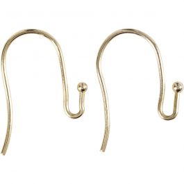 Ohrring-Haken, L 21 mm, Dicke 0,7 mm, Vergoldet, 6 Stk/ 1 Pck [HOB-60309]