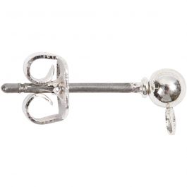 Ohrstecker-Stift, L 13 mm, Versilbert, 100 Stk/ 1 Pck [HOB-603101]