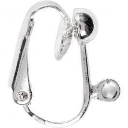 Clip-on-Ohrring, L 16,5 mm, B 1,5 mm, Lochgröße 1,6 mm, Versilbert, 6 Stk/ 1 Pck [HOB-603170]