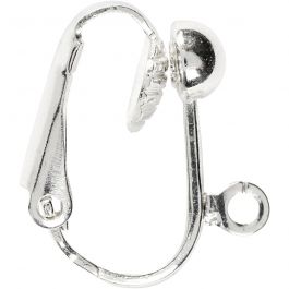 Clip-on-Ohrring, L 16,5 mm, B 1,5 mm, Lochgröße 1,6 mm, Versilbert, 40 Stk/ 1 Pck [HOB-60317]