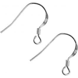 Ohrring-Haken, L 14 mm, Silber, 10 Stk/ 1 Pck [HOB-60846]