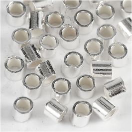 Quetschperlen, D 2 mm, Silber, 50 Stk/ 1 Pck [HOB-60879]