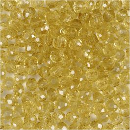 Glasschliffperlen, D 4 mm, Lochgröße 1 mm, Gelb, 45 Stk/ 1 Pck [HOB-60981]