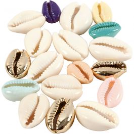 Muschelperlen, L 20 mm, Sortierte Farben, 75 Stk/ 1 Pck [HOB-61019]