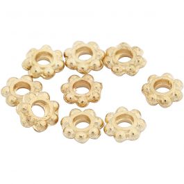 Abstandsperlen / Spacer, D 6 mm, Lochgröße 2 mm, Vergoldet, 100 Stk/ 1 Pck [HOB-61043]