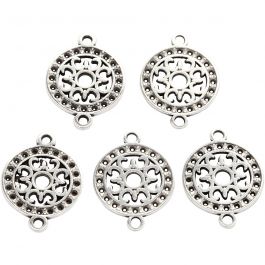 Schmuckanhänger, D 14 mm, Lochgröße 1,2 mm, Versilbert, 5 Stk/ 1 Pck [HOB-61173]