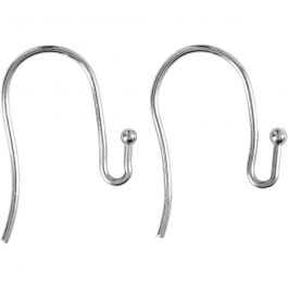 Ohrring-Haken, L 21 mm, Dicke 0,7 mm, Versilbert, 6 Stk/ 1 Pck [HOB-61275]