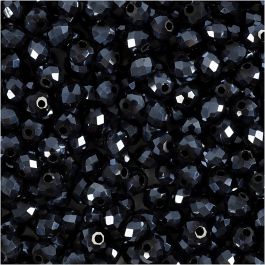 Glasschliffperlen, Größe 3x4 mm, Lochgröße 0,8 mm, Pfauenblau, 100 Stk/ 1 Pck [HOB-61660]