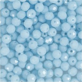 Glasschliffperlen, Größe 3x4 mm, Lochgröße 0,8 mm, Meerblau, 100 Stk/ 1 Pck [HOB-61663]