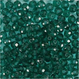 Glasschliffperlen, Größe 3x4 mm, Lochgröße 0,8 mm, Smaragdgrün, 100 Stk/ 1 Pck [HOB-61664]