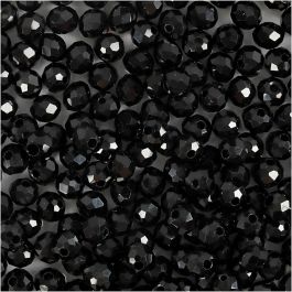 Glasschliffperlen, Größe 3x4 mm, Lochgröße 0,8 mm, Schwarz metallic, 100 Stk/ 1 Pck [HOB-61680]